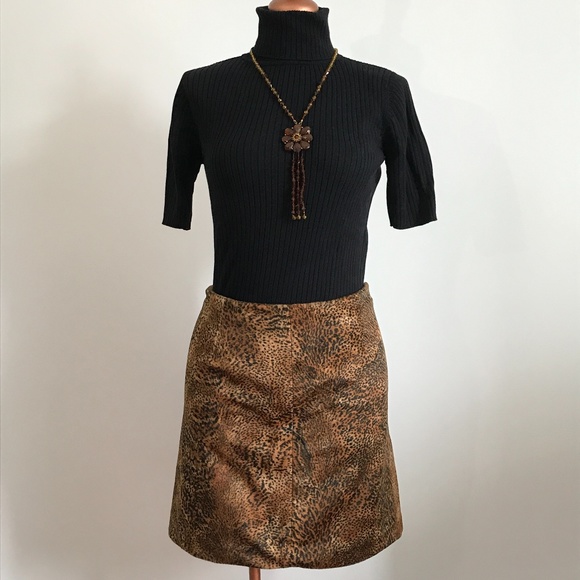 Jones New York -   Faux Fur Animal Print Mini Skirt - Picture 1 of 8